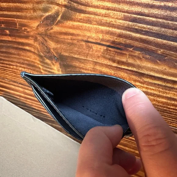 Coach Navy Leather Card Holder - Picture 3 of 3